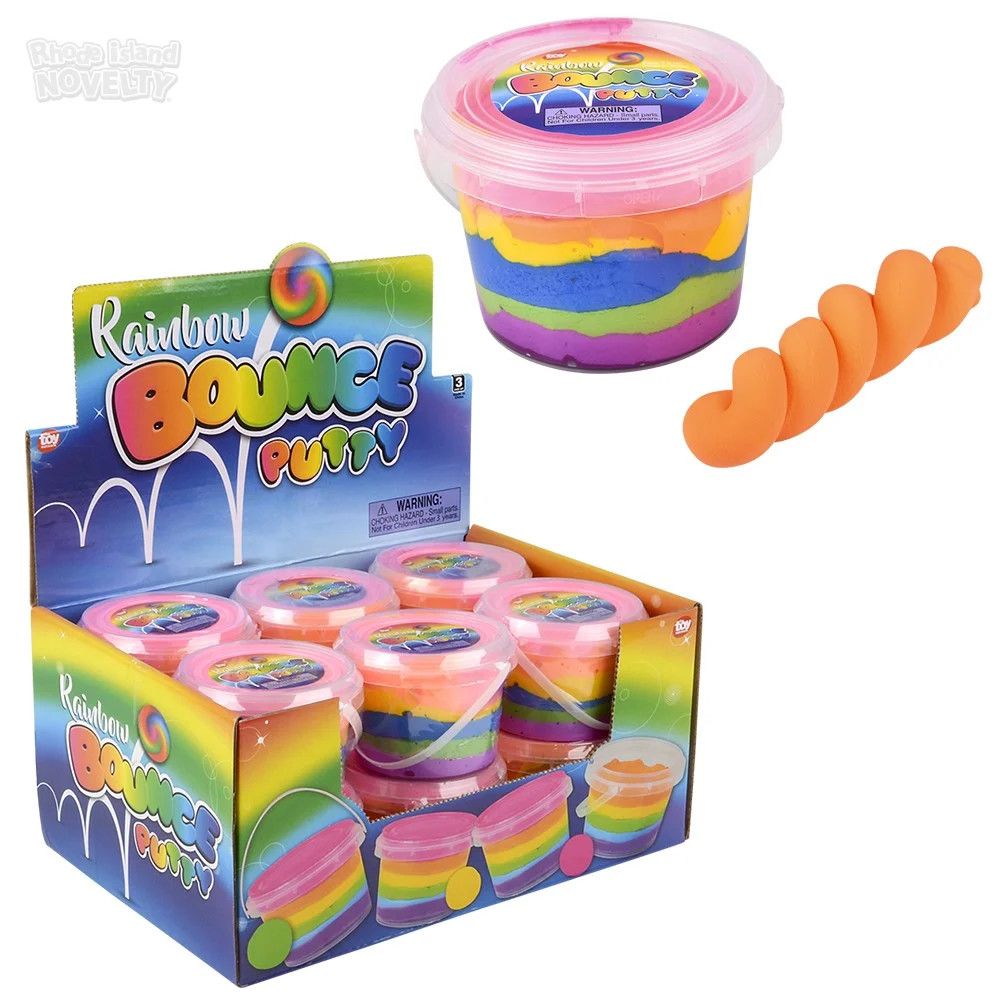 Rainbow Bouncing Putty 4&quot; - 12 Ct Box