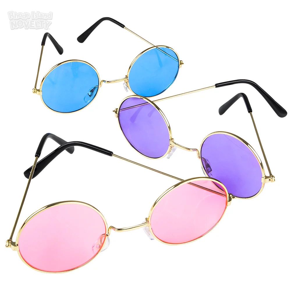 Round Color Lens Sunglasses - 12 Ct Poly Bag