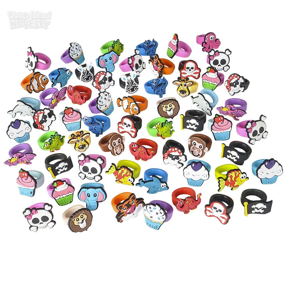 Rubber Ring Characters 1&quot; - 72 Ct Poly Bag