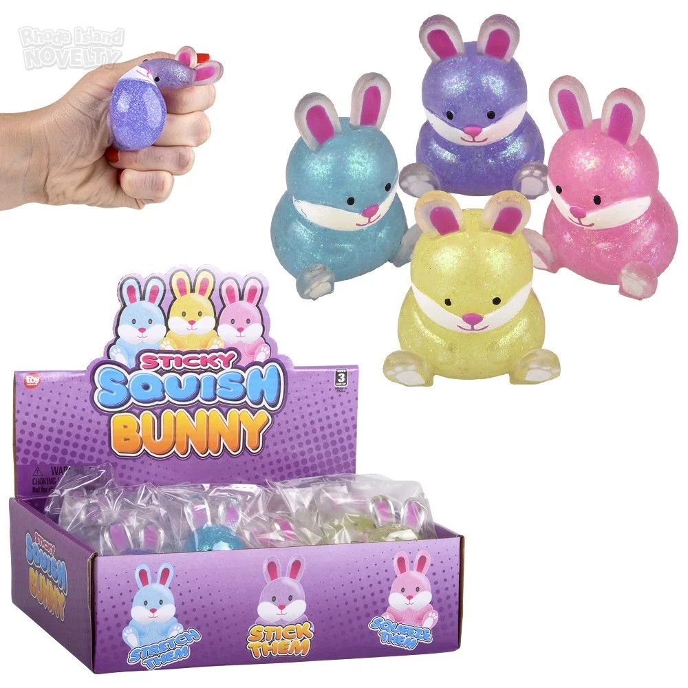 Squish Sticky Easter Bunny 2.5" - 12 Ct Box