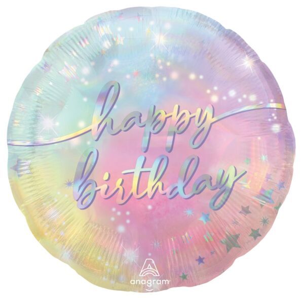 Luminous Birthday  - 17&quot; Helium Filled Foil Balloon, Ribbon