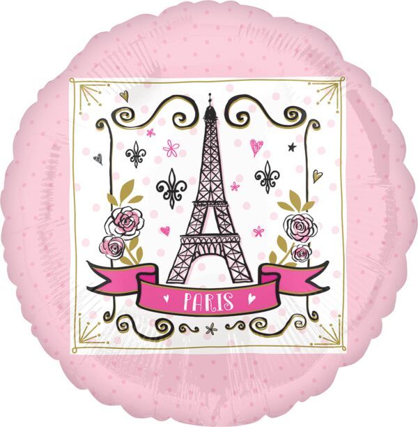 Oui Oui Paris - 28&quot; Helium Filled Foil Balloon, Ribbon
