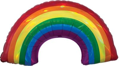 Iridescent Rainbow Holographic - 34&quot; Helium Filled Foil Balloon, Ribbon