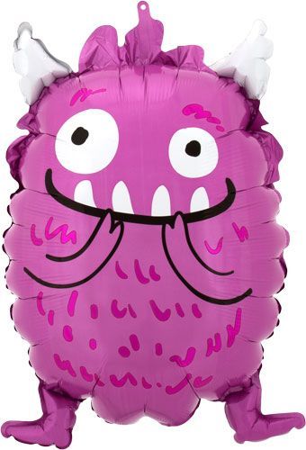 Happy Little Monster - 18&quot; Helium Filled Foil Balloon, Ribbon