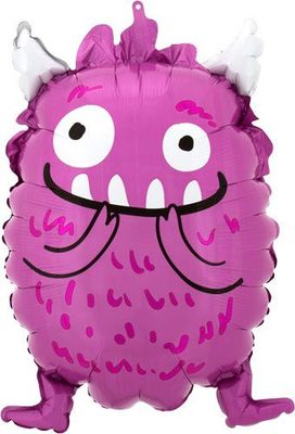 Happy Little Monster - 18&quot; Helium Filled Foil Balloon, Ribbon