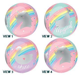 Magical Rainbow Orbz - 15&quot; Helium Filled Foil Balloon, Ribbon