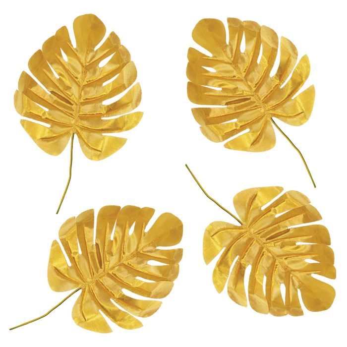 Gold Fabric Palm Leaves - 4ct