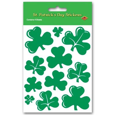 Green Shamrock Stickers - 4 Sheets