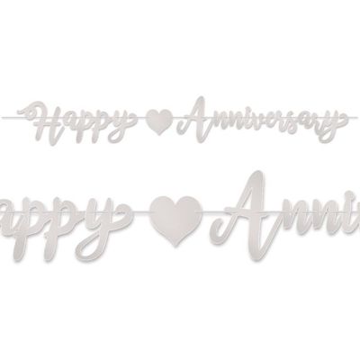 Happy Anniversary Banner Silver