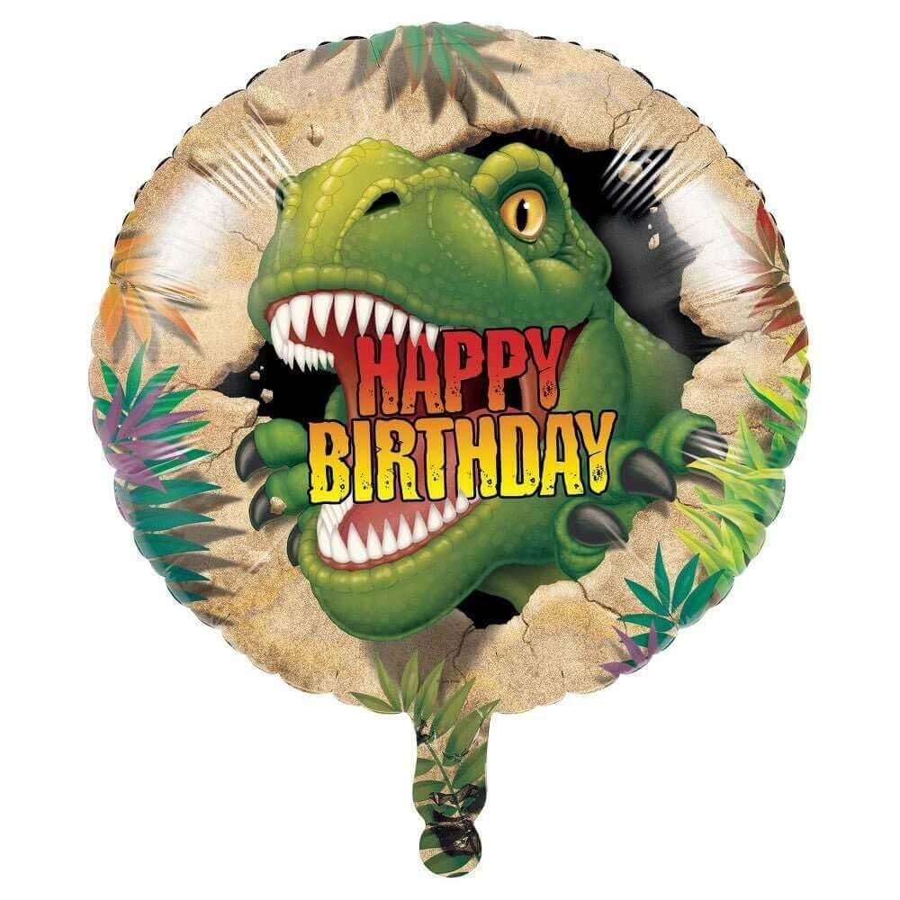 Dino Blast - 18&quot; Helium Filled Foil Balloon, Ribbon
