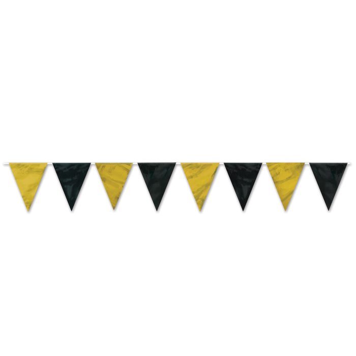 Pennant Banner Black/Gold 11&quot; x 12&#39;