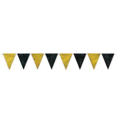 Pennant Banner Black/Gold 11&quot; x 12&#39;