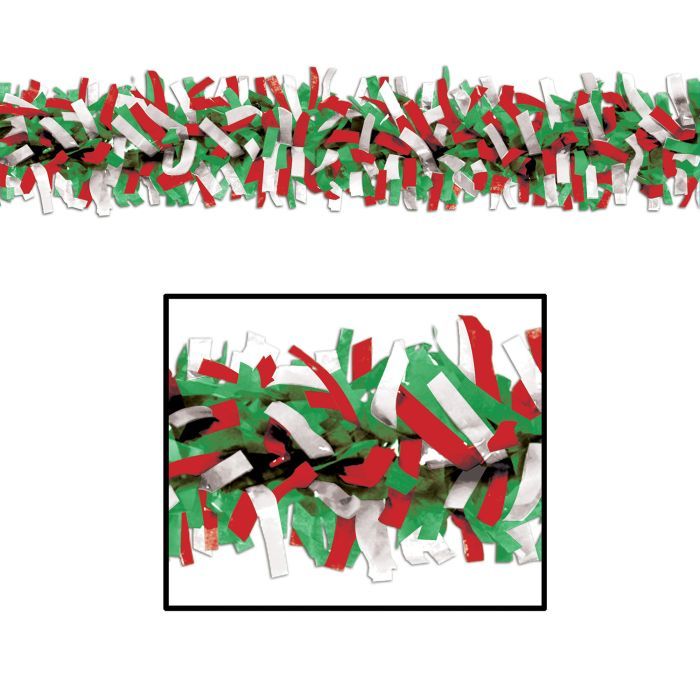 Tissue Festooning - Red White and Green 25&#39;