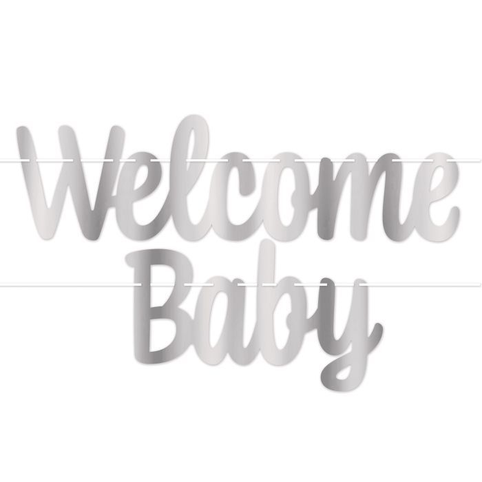 Welcome Baby Silver Streamer/Banner