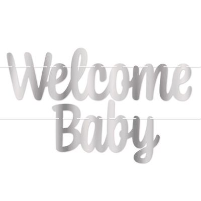 Welcome Baby Silver Streamer/Banner