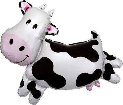 Cow- 30&quot; Helium Filled Foil Balloon, Ribbon