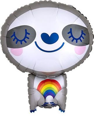 Sloth with Rainbow- 19&quot; Helium Filled Foil Balloon, Ribbon