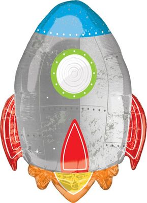 Blast Off Birthday - 36&quot; Helium Filled Foil Balloon, Ribbon