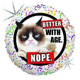 Grumpy Cat Better with Age - 18&quot; Helium Filled Foil Balloon, Ribbon