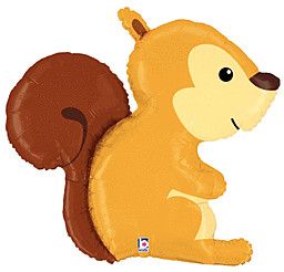 Woodland Squirrel - 29&quot; Helium Filled Foil Balloon, Ribbon
