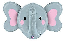Dimensional Elephant - 34&quot; Helium Filled Foil Balloon, Ribbon