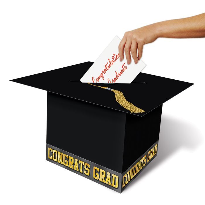 Grad Cap - Card Box Black/Gold  8 1/2&quot; x 8 1/2&quot;