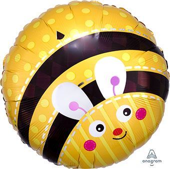 Cute Bumble Bee - 17&quot; Helium Filled Foil Balloon, Ribbon