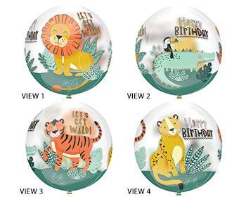 Get Wild Birthday Orbz - 15&quot; Helium Filled Foil Balloon, Ribbon
