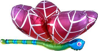Dragonfly Rainbow - 40&quot; Helium Filled Foil Balloon, Ribbon