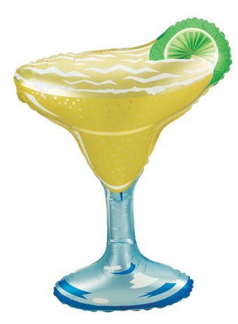 Margarita Glass - 36&quot; Helium Filled Foil Balloon, Ribbon
