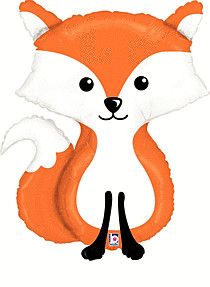 Woodland Fox - 31&quot; Helium Filled Foil Balloon, Ribbon