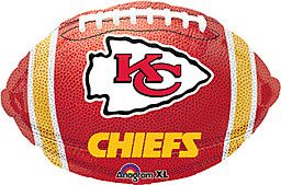 Kansas City Chiefs Football - 18&quot; Hellium Filled Foil Balloon, Ribbon