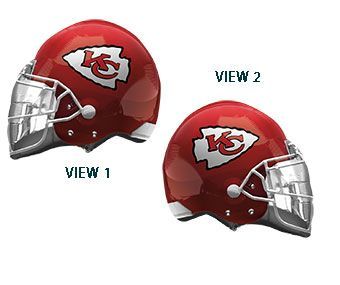 Kansas City Chiefs Helmet - 21&quot; Hellium Filled Foil Balloon, Ribbon