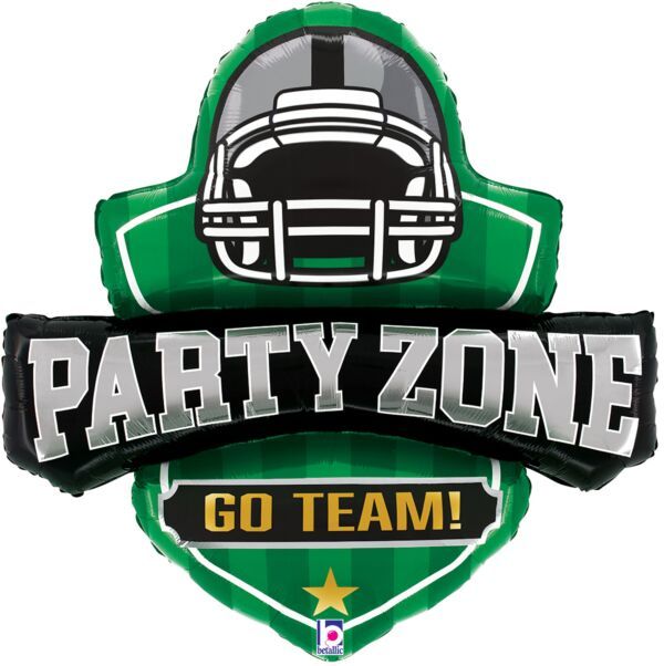 Party Zone Football Insignia - 31&quot; Helium Filled Foil Balloon, Ribbon