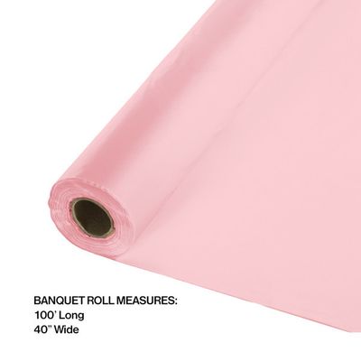 Plastic Banquet Roll Classic Pink 100&#39;