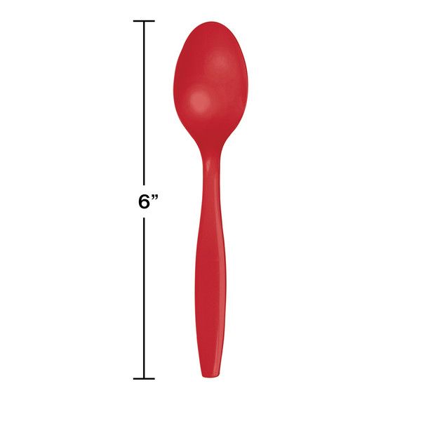 Plastic Spoons Classic Red 50 Ct