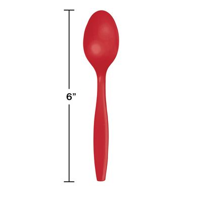 Plastic Spoons Classic Red 24 Ct