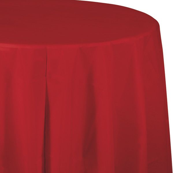 Round Plastic Tablecover Classic Red 84&quot;