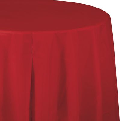 Round Plastic Tablecover Classic Red 84&quot;