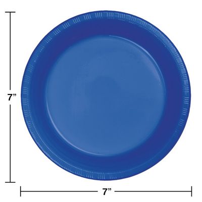 7&quot; Plastic Dessert Plate Cobalt 20 Ct