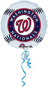 Washington Nationals Baseball - 18&quot; Helium Filled Foil Balloon, Ribbon