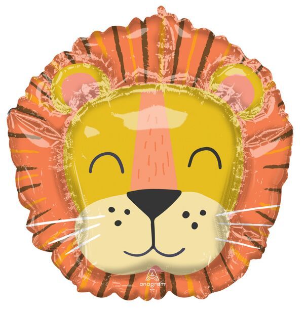 Get Wild Lion Head - 28&quot; Helium Filled Foil Balloon, Ribbon