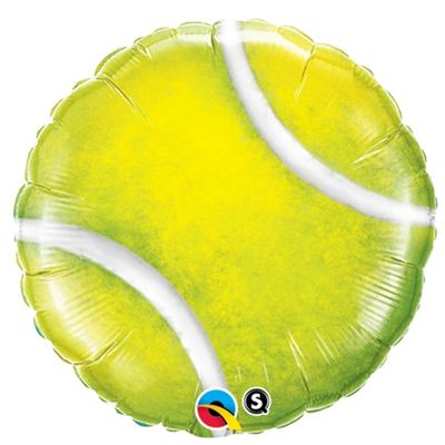 Tennis Ball - 18&quot; Helium Filled Foil Balloon, Ribbon