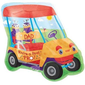 Pro Dad Golf Cart - 24&quot; Helium Filled Foil Balloon, Ribbon