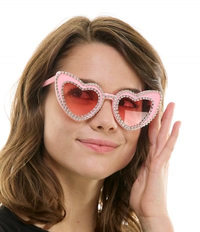 Pink Jeweled Heart Glasses