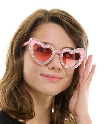 Pink Jeweled Heart Glasses