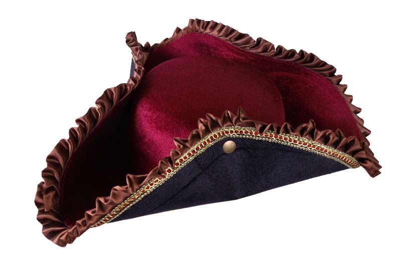 Burgundy Tri Corner Pirate Hat