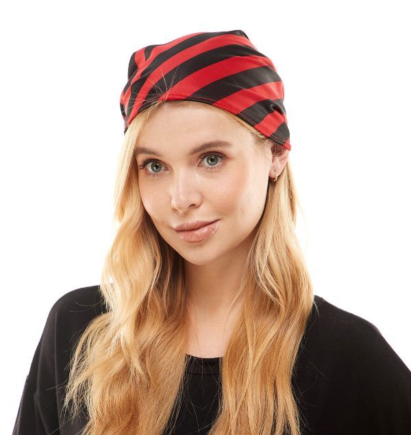 Red &amp; Black Stripped Pirate Headscarf