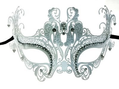Laser Cut White Mask w/ Jewels