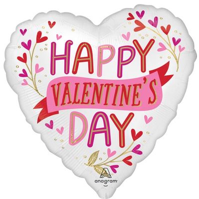 HVD Satin Botanical Traces - 18" Helium Filled Foil Balloon, Ribbon